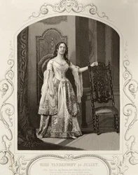 Fröken Vandenhoff som Julia, akt III Scen 1 av Romeo och Julia, från en daguerreotypi, pub. av John Tallis & Co.