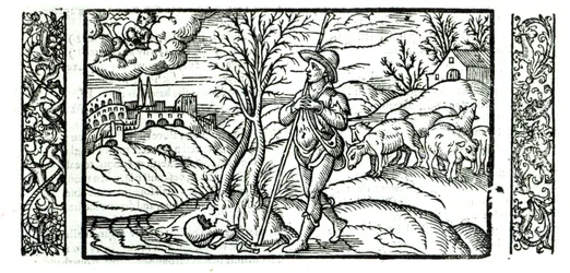 Januari månad från en Shepherds kalender, 1579