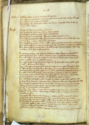 Ms.25516 fol.18v Liber I av en inventering av böcker i St. Pauls Cathedral, sent 1200-tal