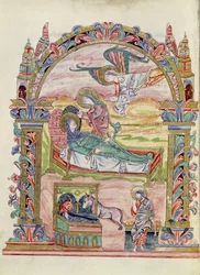 Ms 274 (Y-6) fol.32v Nativity, från Missal of Robert of Jumieges, c.1016