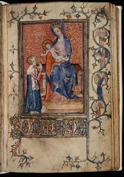 Ms 48, f.86r: Manuskriptets ägare ber till jungfrun och barnet, från Carew-Poyntz timmar, Användning av Sarum, c.1390-1400 (vellum)