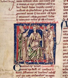 Ms 6712 (A.6.89) fol.126v William II (c.1057-1100) miniatyr från Flores Historiarum, av Matthew Paris, 1250-52
