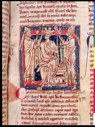 Ms 6712 (A.6.89) fol.129r Henry I (1068-1135), miniatyr från Flores Historiarum, av Matthew Paris, 1250-52