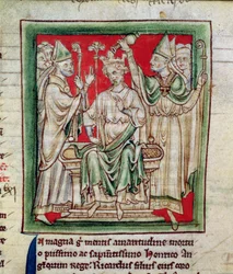 Ms 6712 (A.6.89) fol.141r Richard I (1157-99) miniatyr från Flores Historiarum, av Matthew Paris, 1250-52