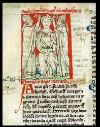 Ms 6712 (A.6.89) fol.247v Edward I (1239-1307), miniatyr från Flores Historiarum, av Matthew Paris, 1250-52