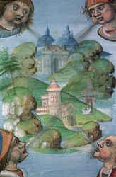 Ms Hunter 9 f.47v City, från Hunterian Psalter, c.1170