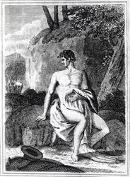 Mungo Park i Afrika, en illustration från "Resor i Afrikas inre distrikt: utförda under åren 1795, 1796 och 1797", publicerad 1816 (tryck)