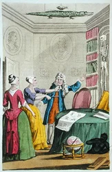 Nan Holland och Tristram Savage rånar Dr. Trotter vid Moorfields, illustration ur 