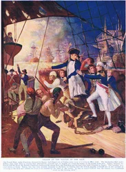 Nelson i slaget vid Nilen, illustration ur Hutchinson
