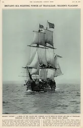 Nelsons Victory: en modell av fartyget med 100 kanoner där han kämpade och dog i Trafalgar, från The Illustrated London News Royal Naval and Military Review Number, 20 juli 1935