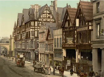 Newgate Street, Chester (handfärgat foto)