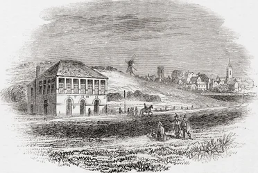 Newmarket Racecourse, Newmarket, England under Karl I:s tid, från Old England: Ett bildmuseum, pub. 1847