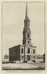 Nordvästlig vy av Church of St Giles in the Fields, London