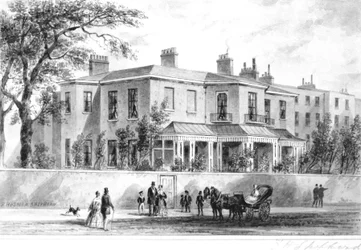 Nordvästlig utsikt över Camelford House, 1850