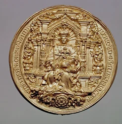 Framsidan av Henrik VIII:s (1491-1547) sigill (guld) (se 181809 för baksidan)