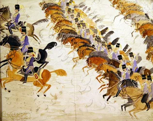 Officerare till häst i galopp, ca 1840 (akvarell på papper)