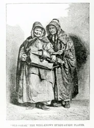 Gamla Sarah Den välkända Hurdy-Gurdy-spelaren, ca 1840