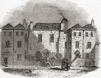 Oliver Cromwells hus, Clerkenwell Close, London, England, från Old England: A Pictorial Museum, pub. 1847