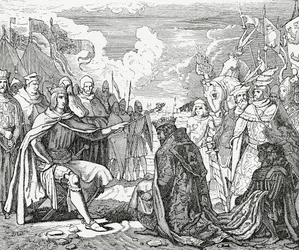 Ottokar II av Böhmen hyllar Rudolf I, kung av Tyskland 1276, 1882