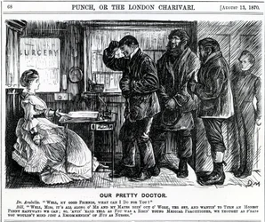 Our Pretty Doctor, publicerad i Punch Magazine, 1870