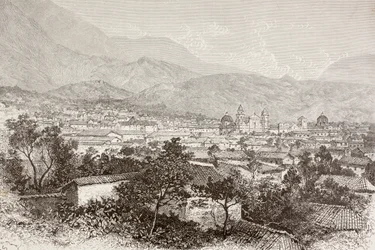 Översikt över Bogota, Colombia (litho)