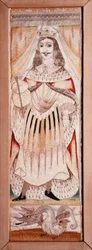 Panel broderad med ett porträtt av Karl II (1630-85) c.1660 (silke på satin)