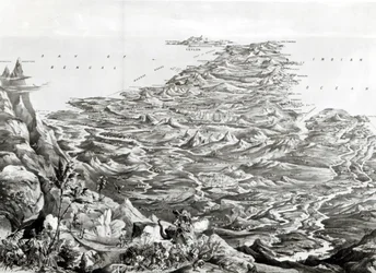 Panoramautsikt över Indien från Himalayabergen, designad av T. Packer, 1857