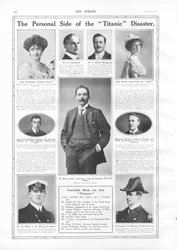 Passagerare på RMS Titanic, fotografier och information om framstående personer med anknytning till Titanic, ur The Sphere, 27 april 1912
