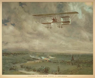 "Paulhans flyg från London till Manchester." Lilla folkets bok om luftskepp. London: Ernest Nister, [1912]