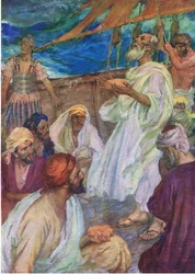 Paulus resa till Rom, från The Bible Picture Book utgiven av Thomas Nelson, ca 1950 (foto)