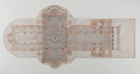 Beläggningsplan för St. Pauls Cathedral, som utförd, c.1710 (penna- och bläcktvätt på papper)