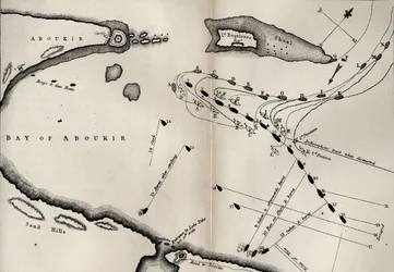 Plan för slaget vid Nilen, från The Life of Nelson av Robert Southey (1774-1843) publicerades först 1813 (se även 234266)
