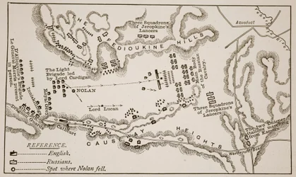 Plan för laddningen av den lätta brigaden i Balaclava, 25 oktober 1854