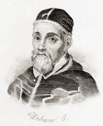 Påve Urban VIII, c.1568 -1644, född Maffeo Barberini (gravyr)
