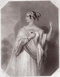 Porcia fru till Brutus (Portia Wife of Brutus) (Jules Cesar - The Tragedy of Julius Caesar) i - "" Galerie des femmes de Shakespeare, samling av fyrtiofem allvarliga porträtt av de tidiga Londonkonstnärerna, berikade med kritiska och litterära notiser" ”” 