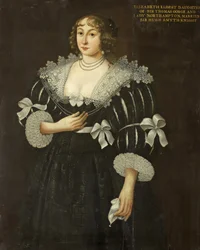 Porträtt av Elizabeth Gorges (olja på panel)
