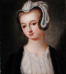 Porträtt av Faith Hardwick (olja på panel)