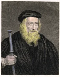 Porträtt av John Wycliffe (c.1330-84) graverad av James Posselwhite (1798-1884) efter ett tryck av G. White, pub. av William Mackenzie
