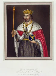 Porträtt av kung Edward II (1284-1327) Grundare av Oriel College, efter en målning i Bodleian Library (färgstick)