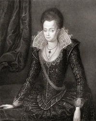 Porträtt av Lady Arabella Stuart (1575-1615) från Lodges British Portraits, 1823