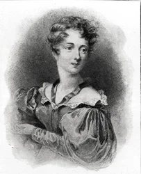 Porträtt av Lady Caroline Lamb (f. 1785) (litho) (s/v foto)