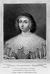 Porträtt av Lady Viscountess Falkland, från "Characters Illustrious in British History", av Richard Earlom och Charles Turner, 1815