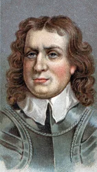 Porträtt av Oliver Cromwell (1599-1658). Engelsk militär och politiker - Olivier (Oliver) Cromwell (1599-1658) - Från serien "" Leaders of Men"" - Chromolithography - English School, 1900-talet -