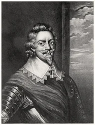 Porträtt av Patrick Ruthven, Earl of Brentford (c.1573-1651) graverad av Richard Earlom (1743-1822) och Charles Turner (c.1773-1857) från Illustrious Characters in British History (mezzotint) (bw phot)