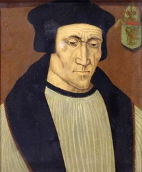 Porträtt av Richard Foxe eller Fox (ca 1448-1528) biskop av Winchester, Lord Privy Seal till Henry VII och Henry VIII och grundare av Corpus Christi College, Oxford