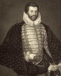 Porträtt av Sir Christopher Hatton (1540-91) från "Lodge
