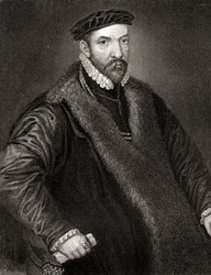 Porträtt av Sir Nicholas Bacon (1510-1579) från Lodges British Portraits, 1823
