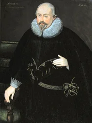 Porträtt av Thomas Morgan av Machen (f.1568) c.1620 (olja på panel)