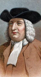 Porträtt av William (Guillaume) Penn (1644-1718) - Från serien "" Leaders of Men"" - Kromolitografi - Engelska skolan, 1900-talet -