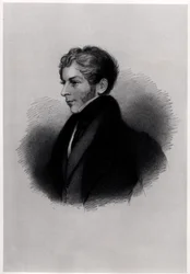 Porträtt av Earl of Clare, från illustrationer till Lord Byrons liv och verk, volym II, av E.F.Fuden, 1833-34
